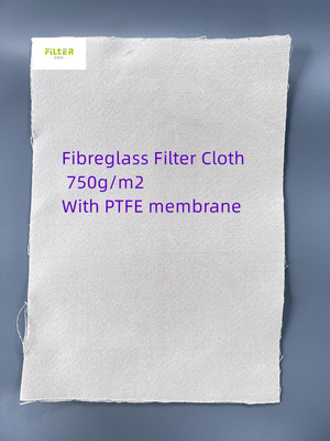 الألياف الزجاجية PTFE غشاء مرشح الغبار النسيج درجة حرارة عالية 750GSM